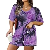TIYOMI Plus Size 2 Piece Outfits Shorts Sets Sleeve V Neck Casual Sweatsuit Loungewear Pajamas Maternity Spring Summer