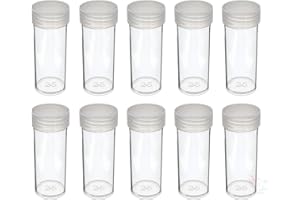 Edgar Marcus (10) Round Clear Plastic (Quarter) Size Coin Storage Tube Holders with Screw on Lid
