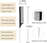 Jc.upin 3 Pcs Tails Comb Set Carbon Styling Rat Tail Hair Comb Black 23x2.8 cm view 3