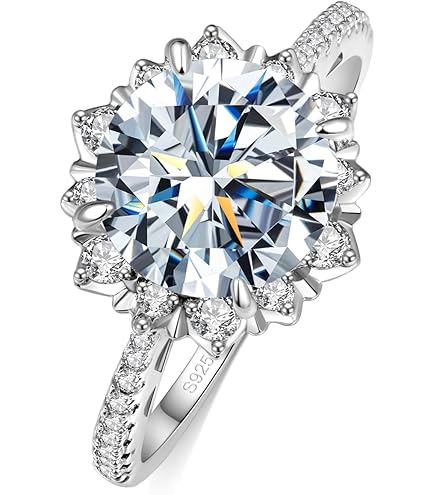 Joyas De Mujer Set De 5 Anillos Apilables De Moissanita - Plata 925, 1.5 Cttw, Color D, Claridad VVS1, Con Certificado Set De 5 Anillos Apilables Plata 925
