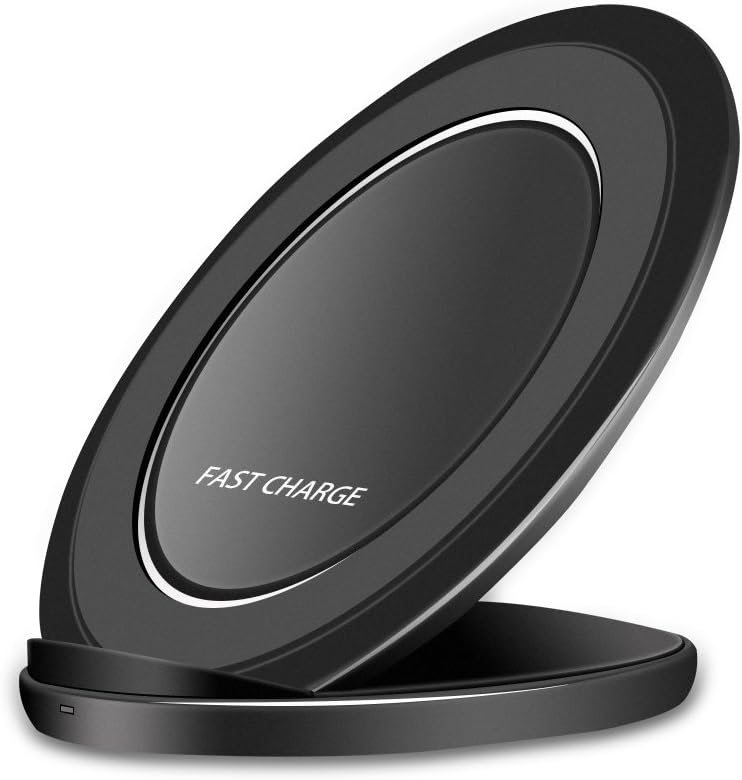 Wireless Charger, KAMII Qi Certified Fast Charge Wireless Charger Stand for iPhone XS MAX / XS/ XR, iPhone 8/8 Plus, Samsung Galaxy S9/S9 Plus/Note8/S8/S8 Plus/S7 and all QI-Enabled Devices (Black)