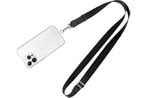 MOLOPPO Phone Lanyard - 1 to 4 Pack with 21.65 inch Adjustable Neck Strap Phone Strap, 1 Clear Phone Clip Phone Thether Tab, Anti-Theft Crossbody Lanyard for Smartphones, Black