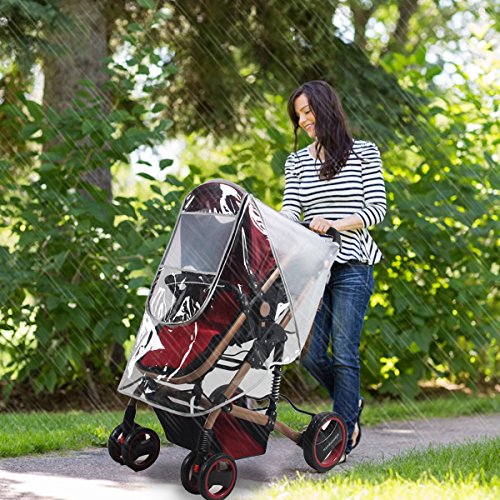 Baby Stroller Rain Cover and Mosquito Net Weather Shield，Universal Waterproof Windproof Protection Baby Stroller Rain Cover for Outdoor Indoor - Thumbnail 7