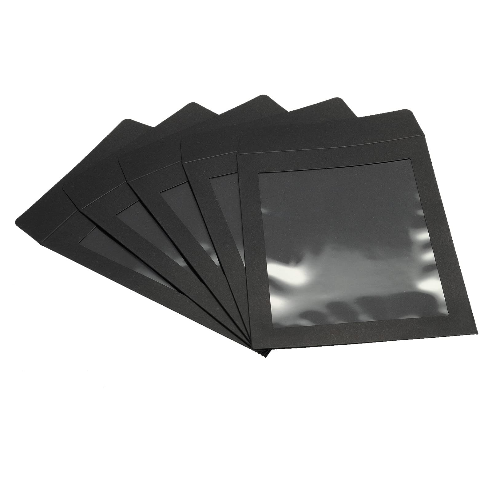 PATIKIL Full Face Window Envelopes 10 Pack A5 Clear Single Sided for Mailing Statement Photos Catalogs, Black