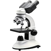 Adult Student Compound Binocular Microscope, Magnification 40X-5000X, Upgraded Dual Upper and Lower Light Sources, Suitable for Beginners, Suitable for School and Home Education