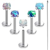 Xnsjeyy 20G 18G 16G Astm F136 Titanium Internal Thread Flat Back Earrings Nose Studs Tragus Helix Conch Cartilage Lobe Earrings Medusa Labret Snake Bite Monroe Lip Ring Piercing Jewelry For Women Men