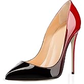 COLETER Women's Sexy Pointed Toe High Heels,4.72 inch/12cm Patent Leather Pumps,Wedding Dress Shoes,Cute Evening Stilettos