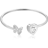 XIUDA Urn Bracelet for Human Ashes Butterfly Heart Ash Bracelet for Women Stainless Steel Openable Cuff Bangle Cremation Bracelet - Always in My Heart