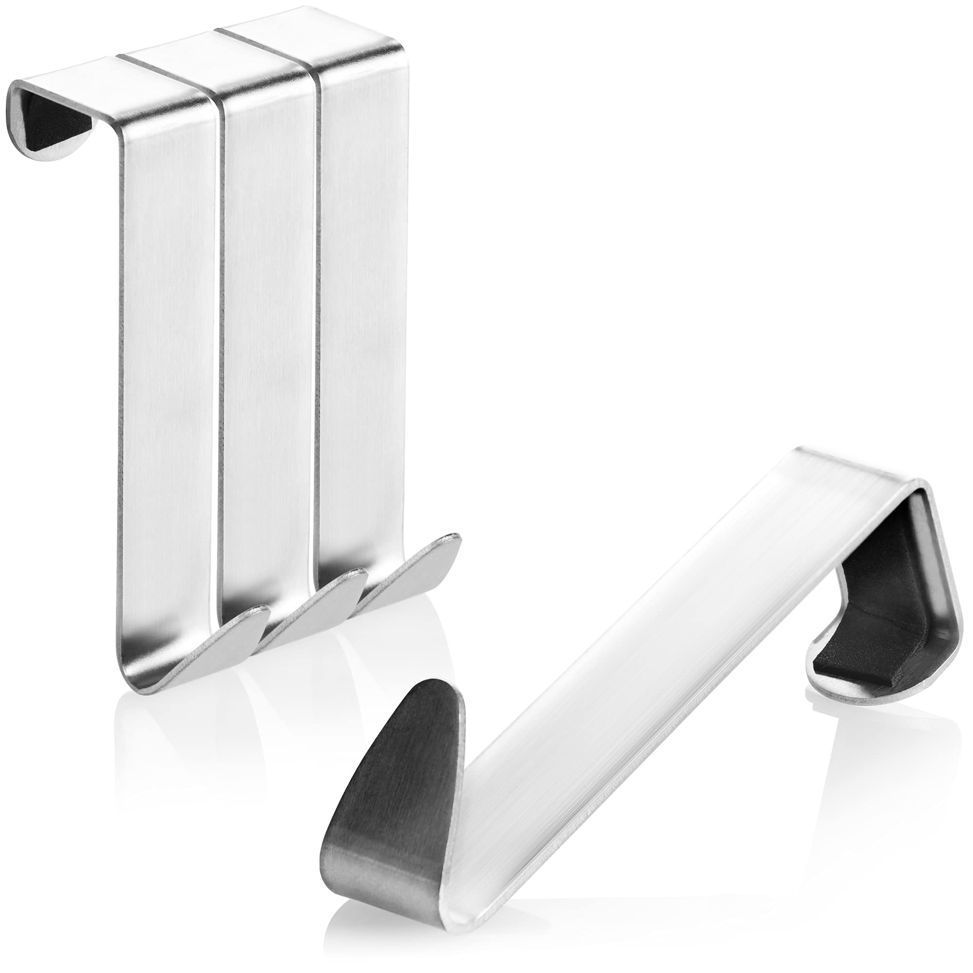 com-four® 4x Stainless Steel Door Hooks - Clothes Hooks for Outside Door - Cupboard Door Hooks - 7.5 cm (4 Pack - Silver)