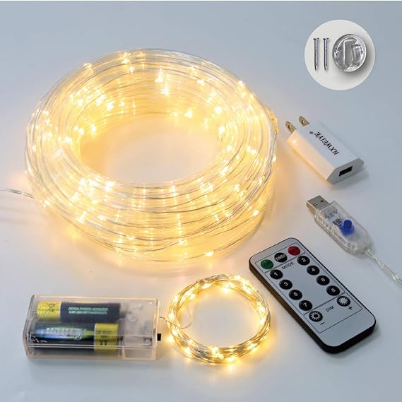 HXWEIYE 300LED Fairy Curtain Lights, 9.8x9.8Ft Warm White USB Plug in 8