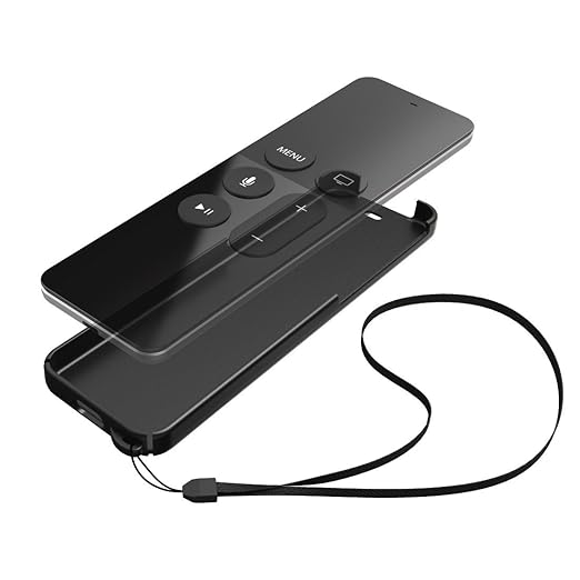 Hama Schutzhülle (Black Shell für Apple TV 4 Siri Remote Fernbedienung, Hülle mit Handgelenkschlaufe) schwarz