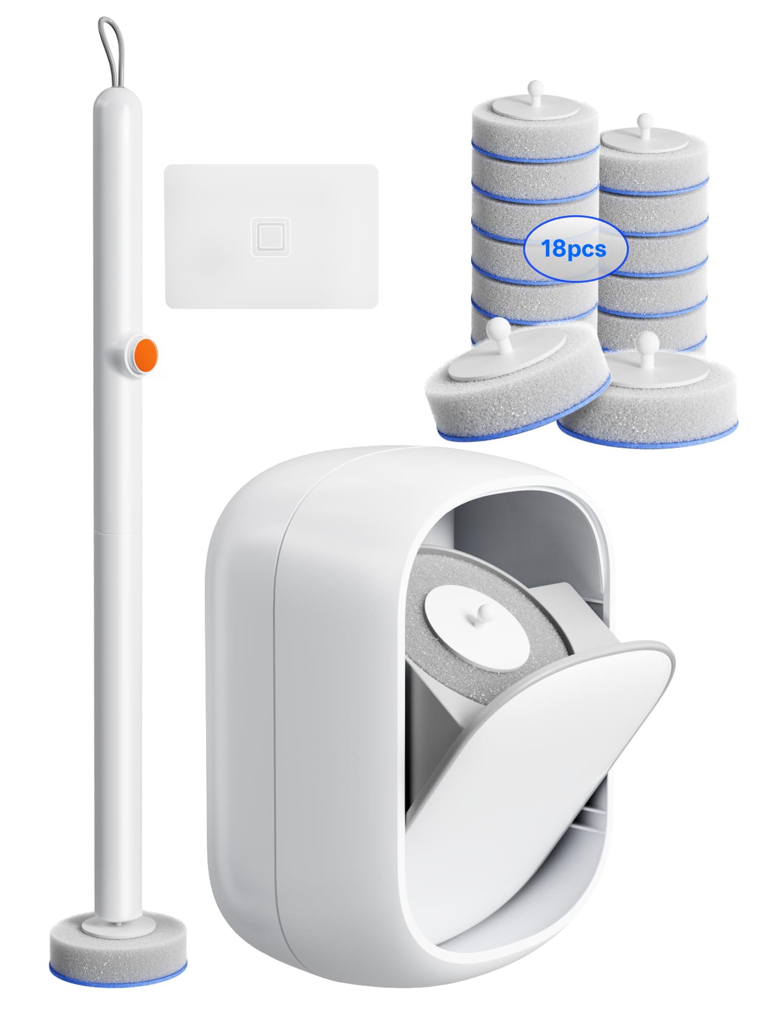 LFBEAR Disposable Toilet Cleaning System - Toilet Wand Kit with 18 High-Performance Refills, Wall Mounted Brush and Holder for Deep Cleaning Bathroom (Brush + 18 Refills)
