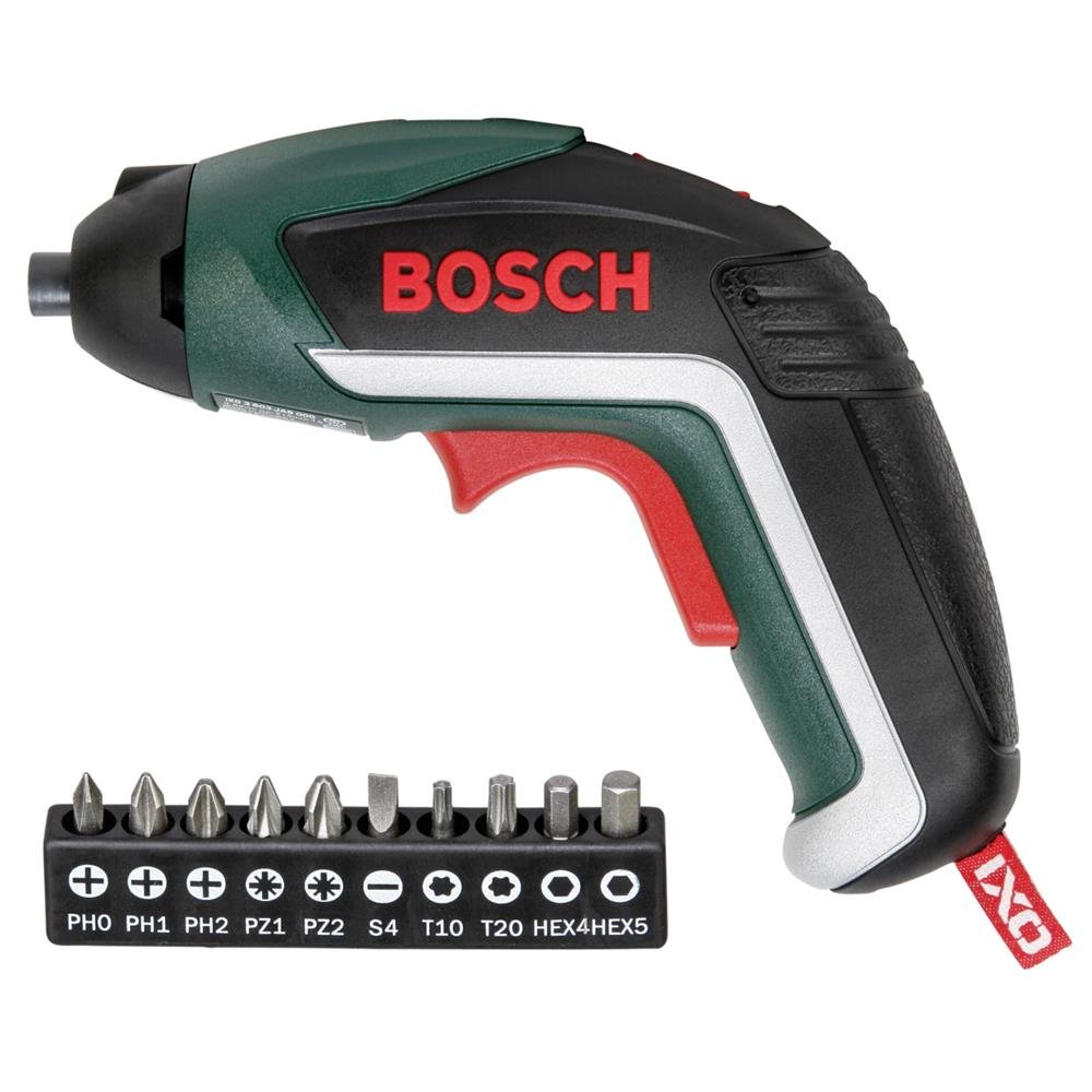 Bosch Home and Garden IXO V Cordless Screwdriver, with Charger and 10 Screw Bits, Green, 06039A8000, 3.6 voltsV