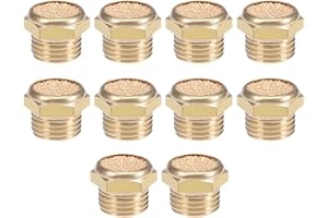 uxcell 1/4 PT Sintered Bronze Exhaust Muffler with Brass Body Flat 10pcs