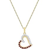 Dazzlingrock Collection 1.5mm Round Ruby & White Diamond Women Heart Shape Love Pendant with 18 Inch Gold Chain in 10K Solid Yellow Gold