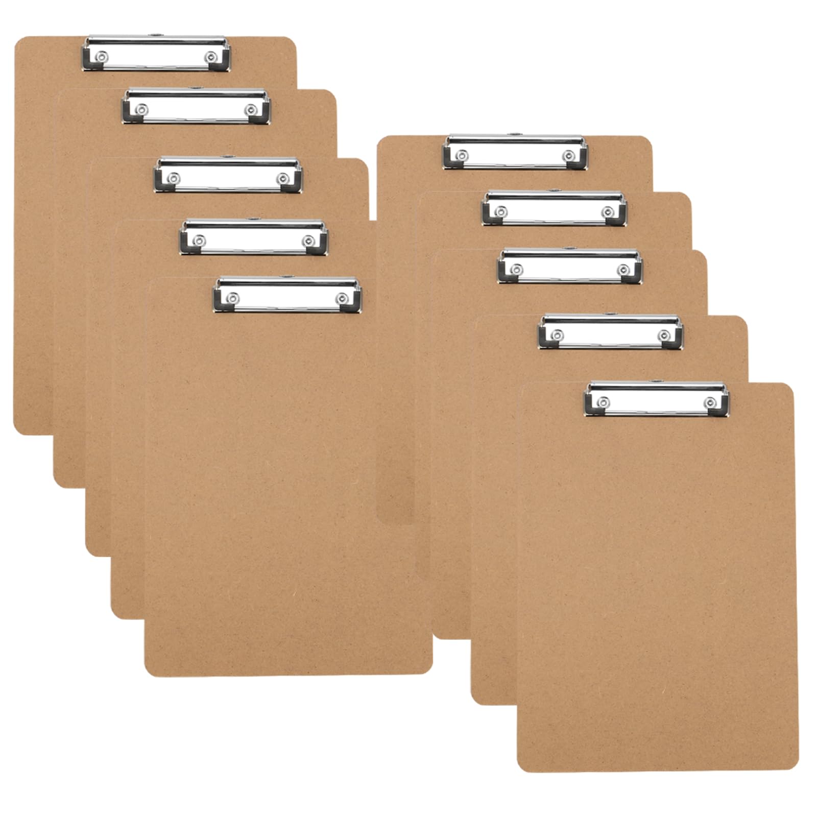 ZEONHEI 10 Pack A6 Mini Clip Boards, Hardboard Wooden A6 Clipboards with Hanging Hole and Low Profile Metal Clip, Brown Memo File Clip Board for Office, Restaurant, Office Supplies