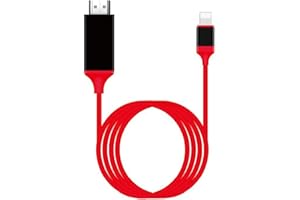 FORETOO [Apple MFi Certified] Lightning to HDMI Adapter for Phone to TV,Compatible with iPhone,iPad, Sync Screen Connector Directly Connect on HDTV/Monitor/Projector NO Need Power Supply （6.6 Feet）(red)