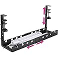 Liquid Stands Extendable Under Desk Cable Management Tray - 22.5' Metal Wire Cable Organizer Under Desk - Cord Management with Clamp Aluminum Wire Tray Power Strip Cord Holder for Piano Stand