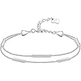 MaicuQ 925 Sterling Silver Bracelet for Women Charm Link Chain Adjustabl Mother's Day Gift Anniversary Birthday Jewelry for Wife Girlfriend Her