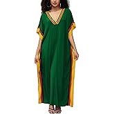 Kaftan Dresses for Women V-Neck Print Swimsuit Cover Up Plus Size Beach Caftan Lounge Dress