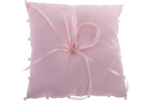 FRECI Lace Flower Pearls Ring Pillow Bridal Shower Ring Bearer Pillow Cushion for Wedding Supplier - Pink