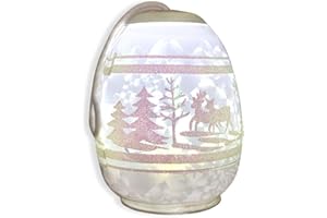 BANBERRY DESIGNS Lighted Christmas Decoration with Frosted Globe - Use as an Ornament or as a Stand Alone Decoration with White Glittery Winter Scene - Hangs or Sits 5" H