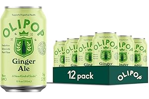OLIPOP Prebiotic Soda Pop, Ginger Ale, Prebiotics, Botanicals, Plant Fiber, 12 fl oz (12 Cans)