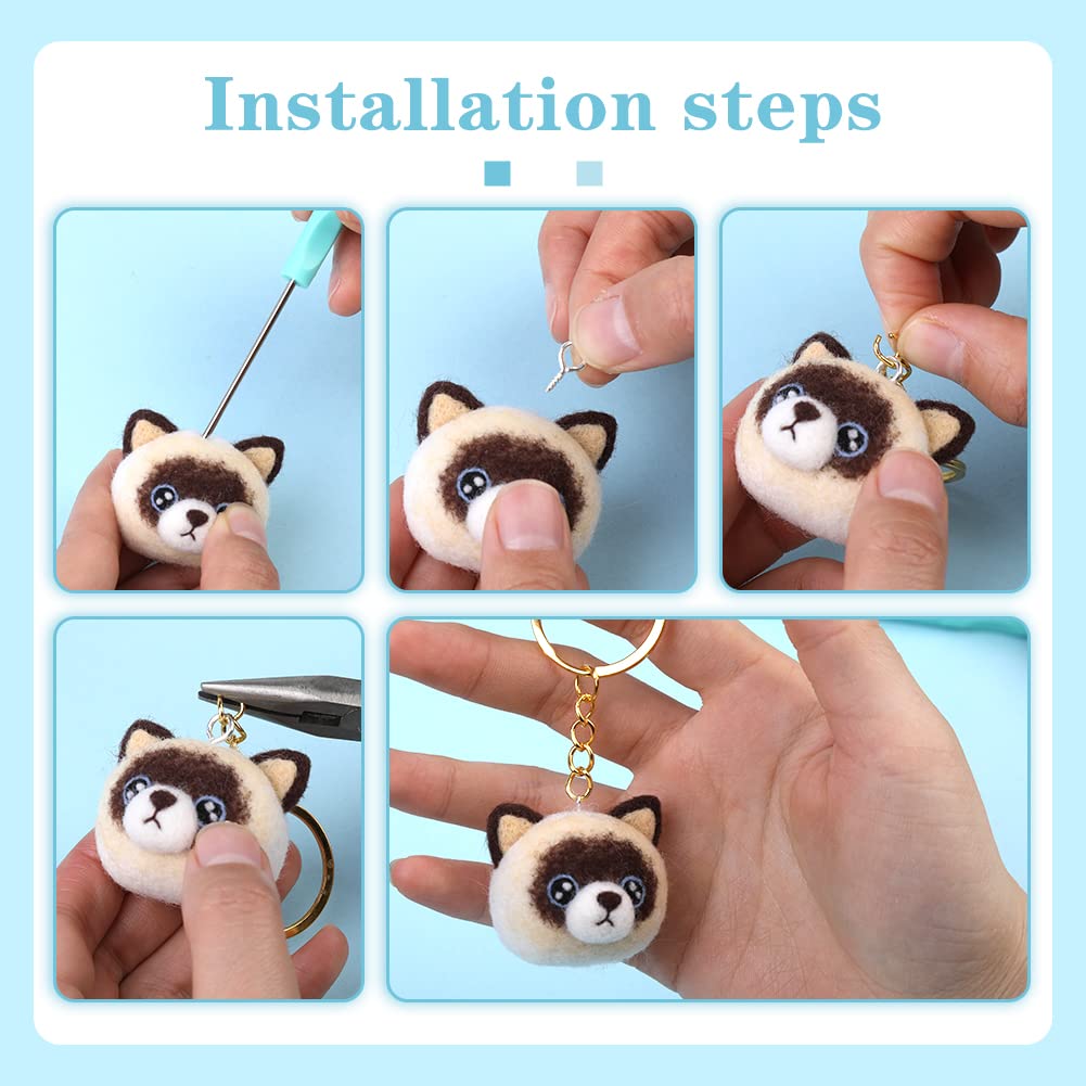 UOOU Needle Felting Kit,Needle Felting Animals Beginner Starter Kit,Wool Felt Keychain Set Included Wool Roving,Needle Felting Pad,Felting Needles,Needle Felting Supplies