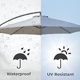 Neo 3M Grey Cantilever Parasol Outdoor Waterproof LED Lights Crank Handle Water view 6