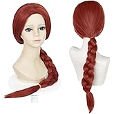 LABEAUTÉ Red Long Braid Princess Wig, Cosplay for Halloween Party Costume