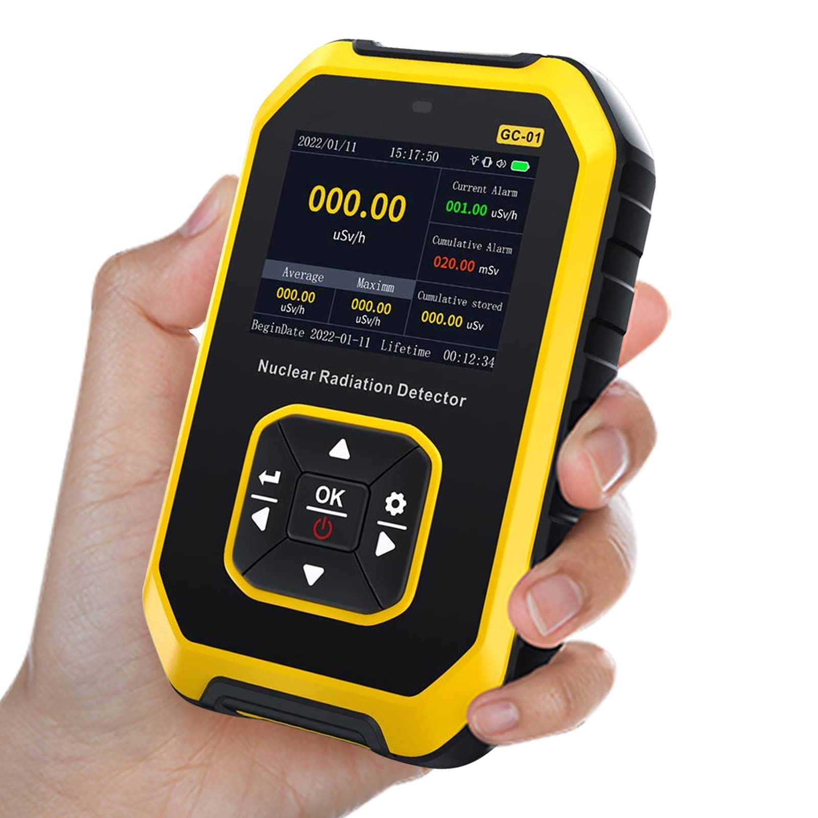 Jadeshay Geiger Counter,Nuclear Radiation Detector Radiation Dosimeter LCD Display 3 Alarm Types Handheld X-ray Radioactivity Electromagnetic Field Radiation Meter Tester with USB Charging Cable