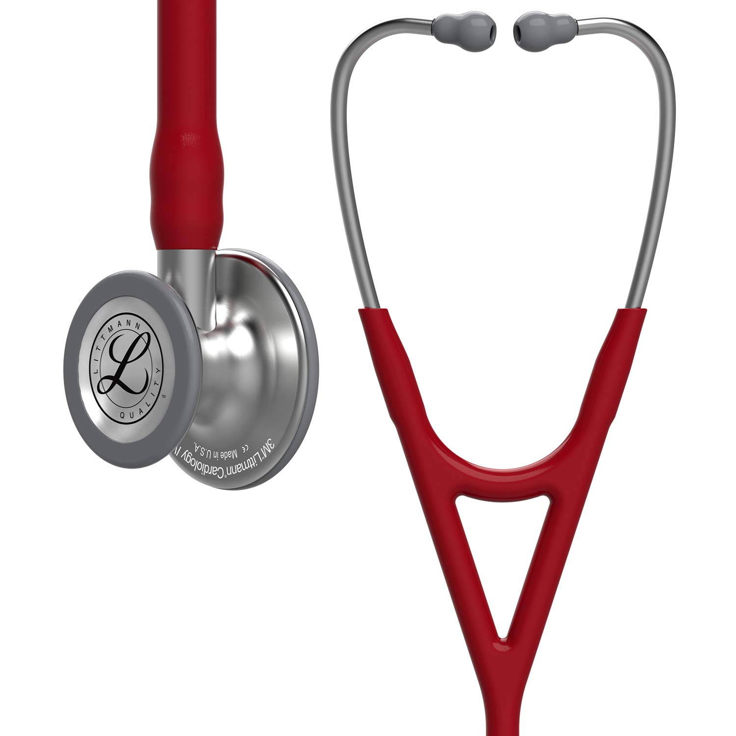 Photo 1 of 3M Littmann Cardiology IV Diagnostic Stethoscope, 6184, More Than 2X as Loud, Weighs Less, Stainless Steel Chestpiece, 27" Burgundy Tube