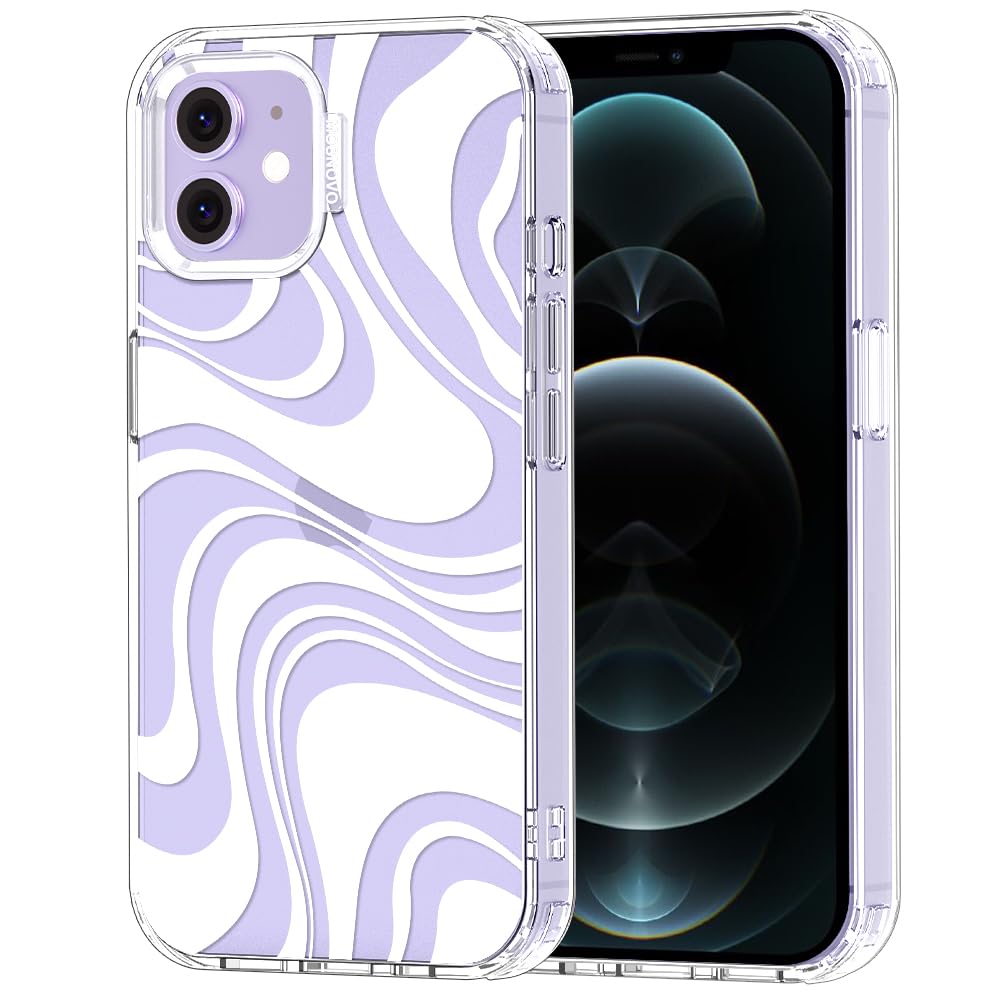 MOSNOVO Case for iPhone 12 & iPhone 12 Pro, [Buffertech 6.6ft Military-Grade Drop Protection] [Anti Peel Off Tech] Clear TPU Bumper Phone Case Cover Design - White Swirl — image 1