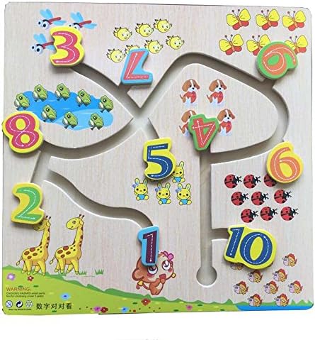 QIYO Wooden Number Maze Learning And Counting Play Games Kid's Motor Skill Develop Toys Gift for Toddlers
