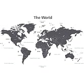 DECOWALL X Large World Map Wall Decals Stickers Travel Tracker (DL3-1609G) | Track your travels with peel and stick, removable decor featuring a modern world map plus marker stickers for visited places