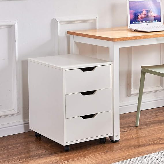 Ansley&HosHo Office White Unit Storage with 3 Drawers and
