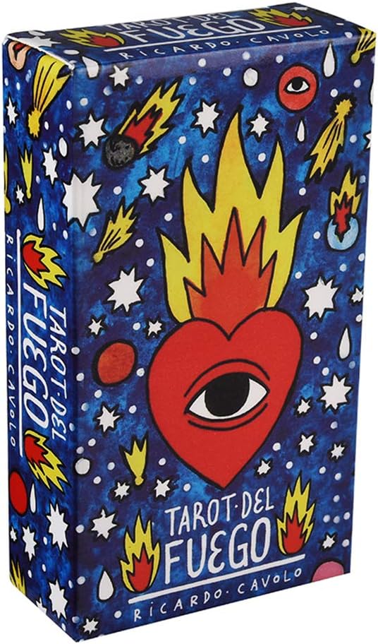 Fire Tarot Cards Tarot for Deck Oracles Guide Game Toy Fournier Fire Tarot by Ricardo Cavolo Blue Color Deck Family Party Fun Cards Games