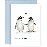 CENTRAL 23 Valentines Day Card - Wedding Anniversary Card for Couple - Let's Do This Forever - Penguin Valentines Day Card for Husband Wife Fiance - Love Card for Her Him Boyfriend Girlfriend