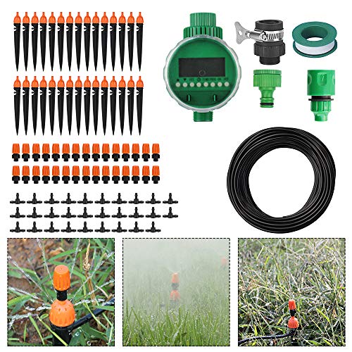 Boruit DIY 25m Auto Drip Irrigation Kit with Timer,Plant Garden