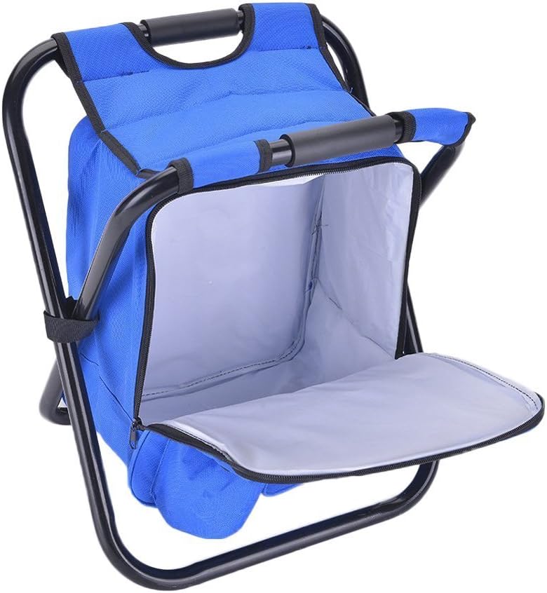 Nadalan Outdoor Folding Chairs Fishing Backpack Chair,Portable Camping Stool,Foldable Chair with Double Layer Oxford Fabric Cooler Bag for Fishing,Beach,Camping,House and Outing (Blue) - Image 5