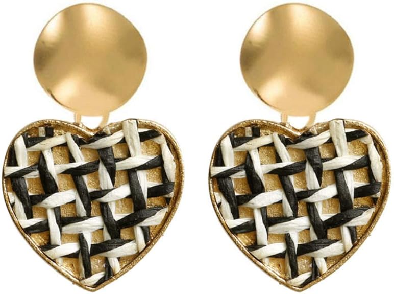 wicker heart earrings