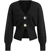 CIDER Cardigan Sweater for Women Knitted Long Sleeve V Neck Trendy Open Front Sweaters with Gold Buttons