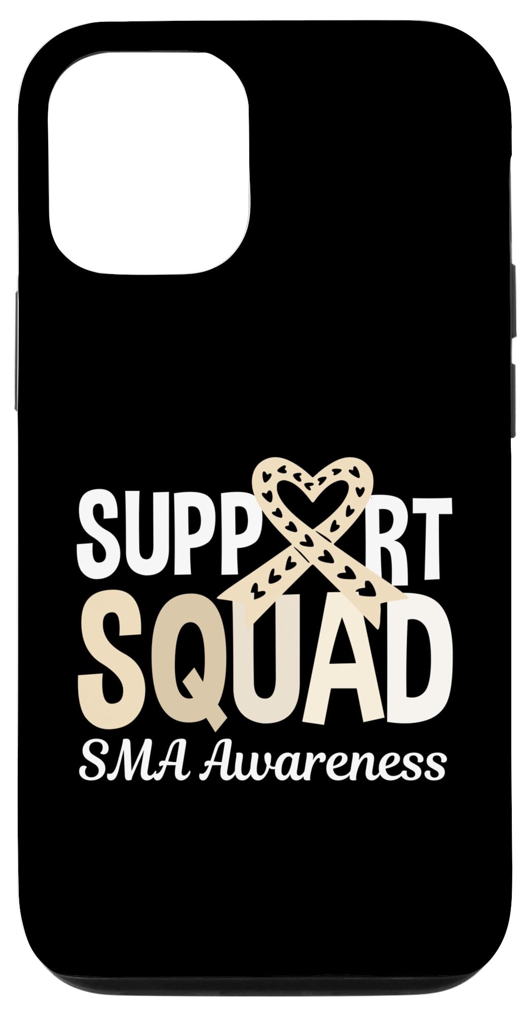 iPhone 14 Pro Support Squad SMA Awareness Wear Ivory Ribbon Heart Case