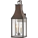 Hinkley Beacon Hill Large Wall Mount Outdoor Lantern, Aluminum, Clear Seedy Glass, Old World Charm, Blackened Copper Finish