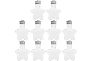 Veemoon 10pcs 50ml Star-shaped Candy Bottles with Silver Ring Caps, Reusable Plastic Party Favor Containers