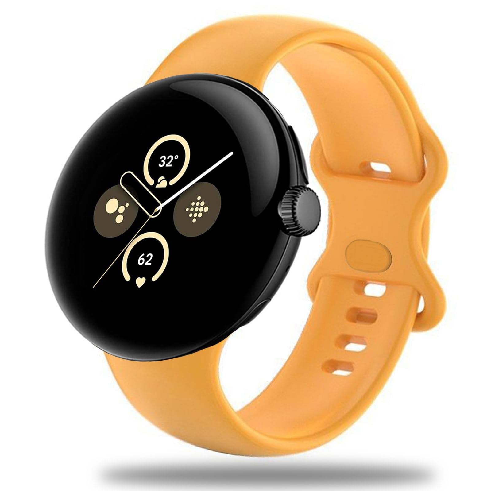Miimall Strap for Google Pixel Watch 2/Pixel Watch Band, Quick Fit Flexible Wristband, Soft Silicone Sport Strap for Women Men, Adjustable Replacement Band for Google Pixel Watch 2/1-Yellow