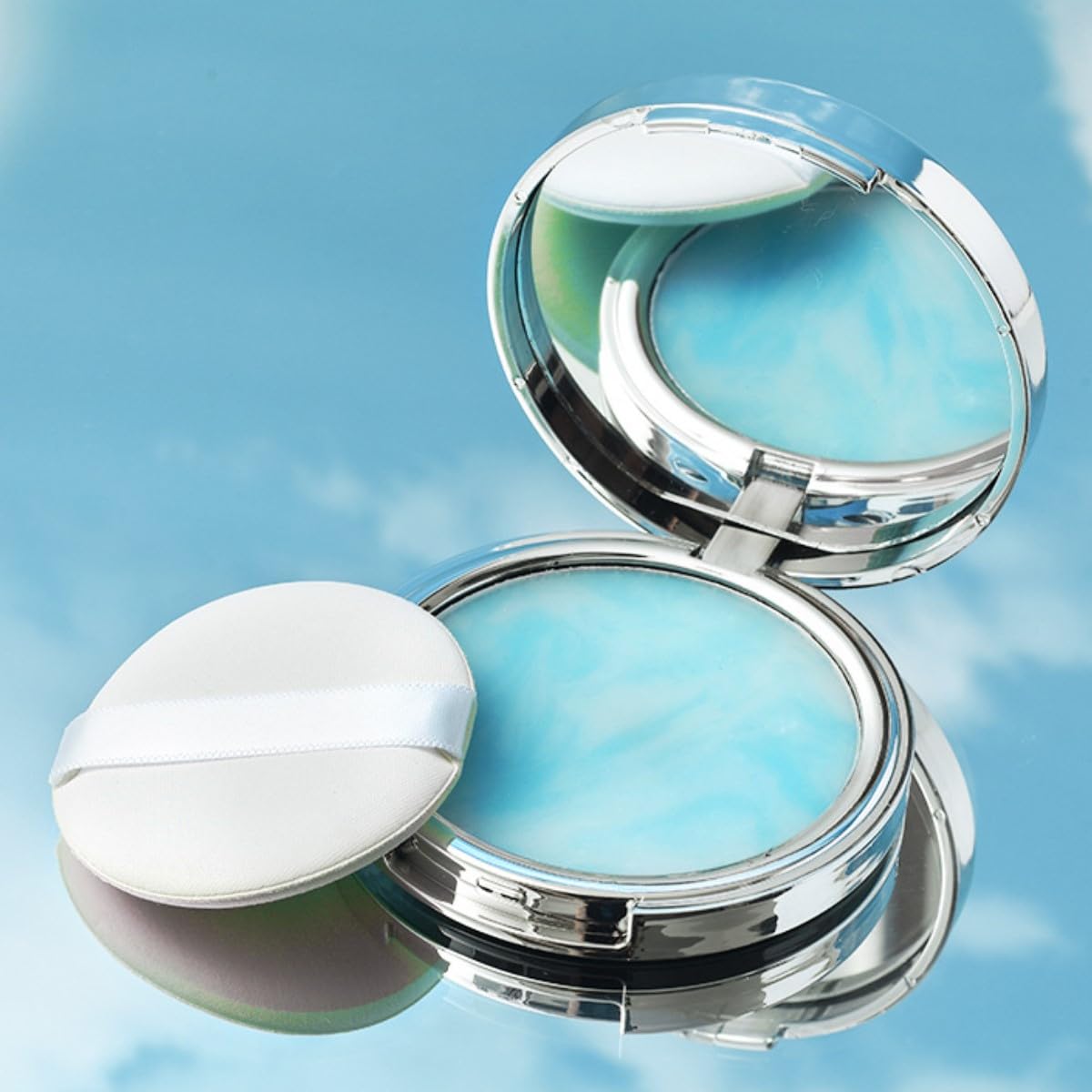 KARLOR Compact Powder Oily Skin Oil Controlled Face Powder Colourless Pressed Powder with Powder Puff Oil Control Powder Make Up Compact Powder Oil Control Jelly Textures