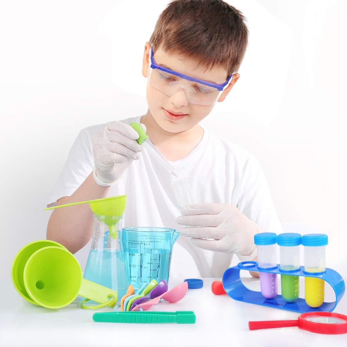 Kids Science Experiment Kit with Lab Coat Scientist Costume Dress Up and Role Play Toys Gift for Boys Girls Kids Age 5-11 Christmas Birthday Party: Clothing