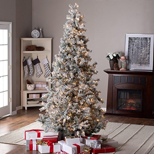 7.5ft Pre-Lit Lightly Flocked Whiteland Pine w/Laser Glitter Christmas Tree by Sterling Tree Company