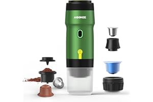 AIBOKEE Portable Electric Espresso Machine,Travel Coffee Maker for Camping, Car Coffee Maker Self-Heating with USB-DC,3-in-1 Extraction of 8g Coffee Powder,NS and Small Capsules for RV,Hiking,Office G